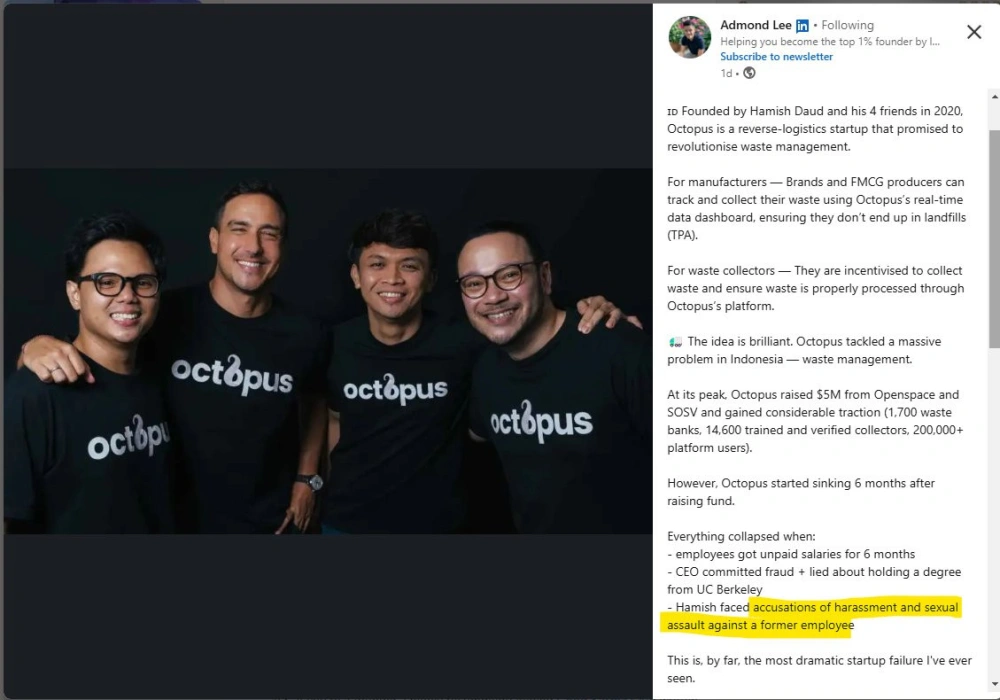 Akun LinkedIn Admond Lee. [Ist]